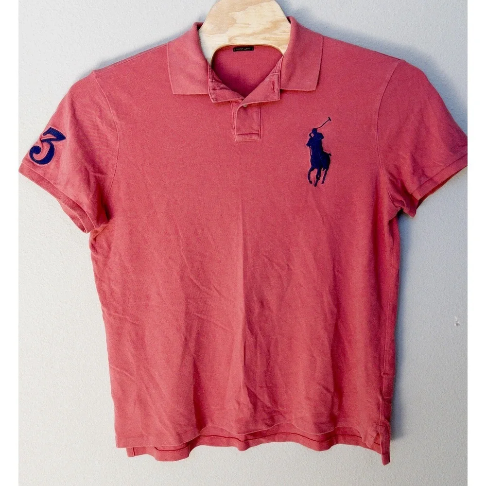 Polo Ralph Lauren‎ Slim Fit Mens XL Pink Large Horse Logo
